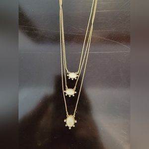 Lucky Women's White Mop Stone Layered Necklace, Gold